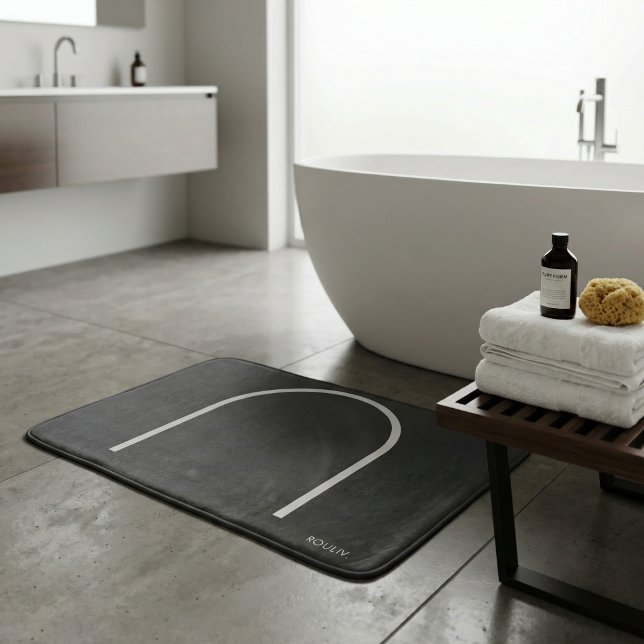 Tapis De Bain Architectural Gris Charbon Sourd Arch Moderne Spa (Architectural Muted Charcoal Grey Arch Modern Spa Bath Mat)