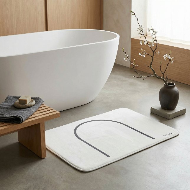 Tapis De Bain Architectural Off-White Fine Line Japandi Minimali (Architectural Off-White Fine Line Japandi Minimali Bath Mat)