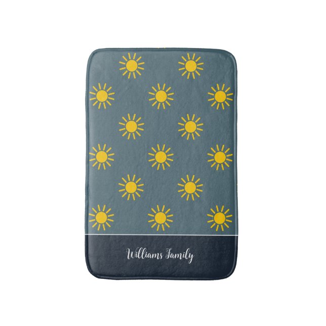 Tapis De Bain Ardoise Bleu Sunburst Mat (Devant (Vertical))