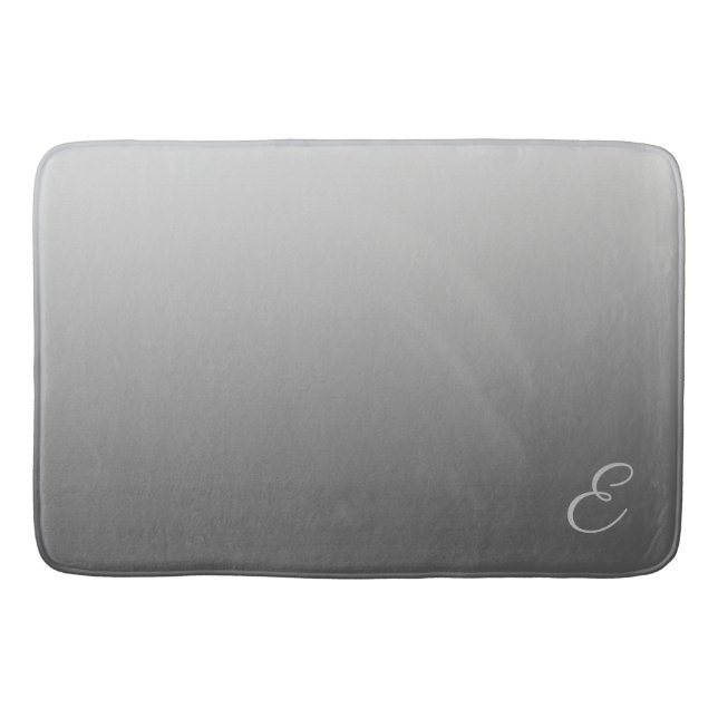 Tapis De Bain Argent élégant de gradient avec le monogramme fait (Devant)