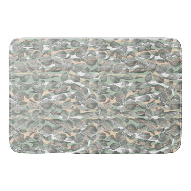 Tapis De Bain Argent Feuillage Jardin Salle de bain Mat (Devant)
