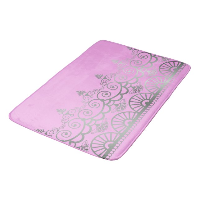 Tapis De Bain Argent Mehndi - Mat de bain (Angle)