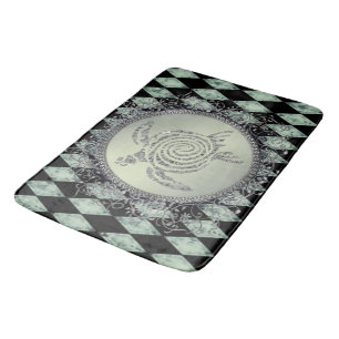 Tapis De Bain Arlequin Parties scintillant verte et argentée Tor