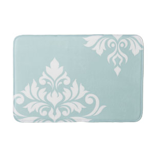 Tapis De Bain Arôme de Damas Art II Blanc sur Canard Oeuf Bleu