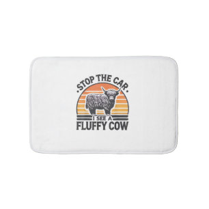 Tapis De Bain Arrêtez La Voiture Je Vois Fluffy Cow Retro Highla