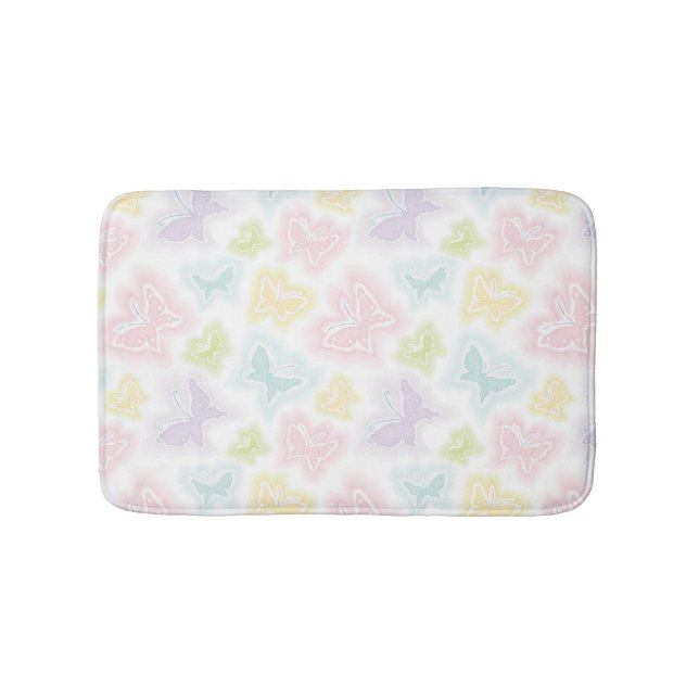 Tapis De Bain Arrière - plan avec des papillons dans l'aquarelle (Devant)