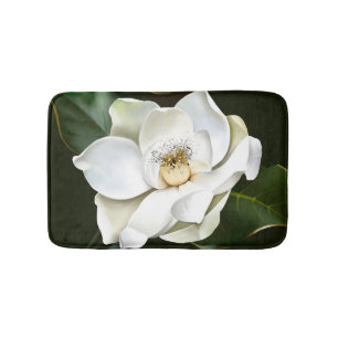 Tapis De Bain Arrière - plan blanc Magnolia Closeup Vert