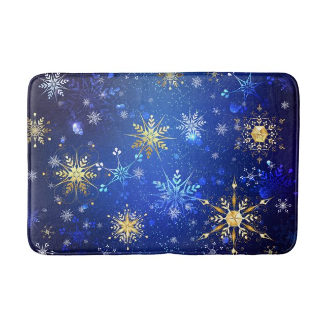 Tapis De Bain Arrière - plan Bleu XMAS avec des flocons de neige (Devant)