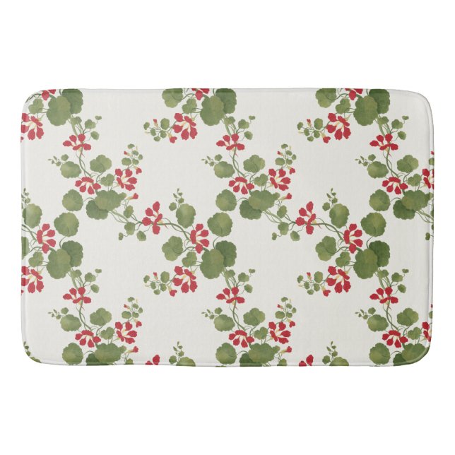 Tapis De Bain Arrière - plan de crèmes de Nasturtium rouge (Devant)