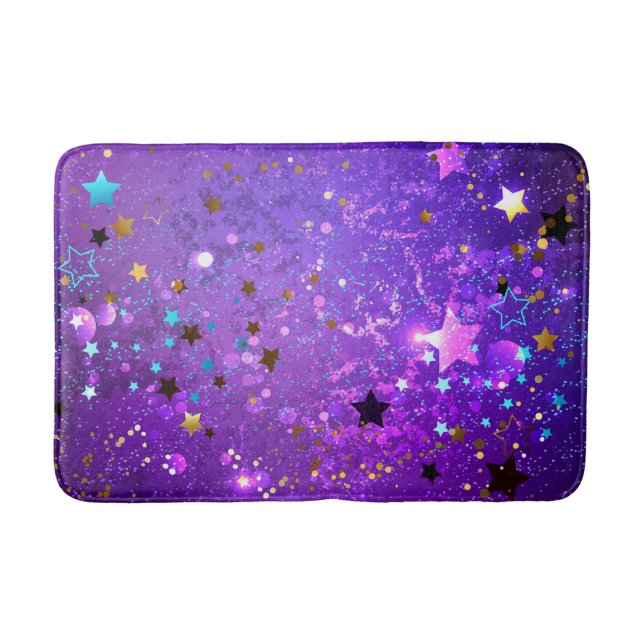 Tapis De Bain Arrière - plan de feuille violet avec étoiles (Devant)