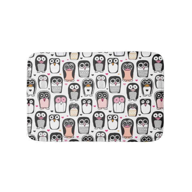 Tapis De Bain arrière - plan d'illustration d'oiseau de pingouin (Devant)