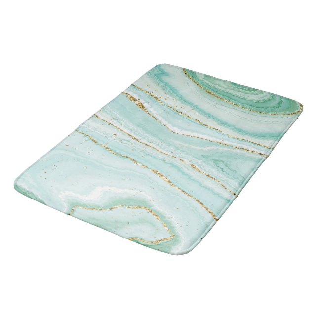 Tapis De Bain Arrière - plan en marbre liquide vert pastel (Angle)