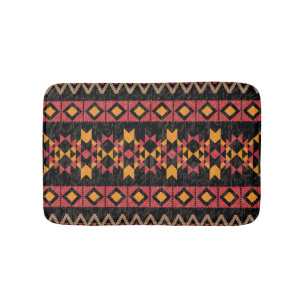 Tapis De Bain Arrière - plan noir, Motif moderne géométrique.
