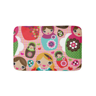 Tapis De Bain Arrière - plan russe d'illustration de poupée