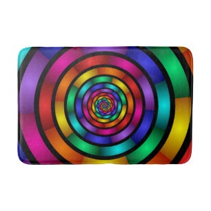 Tapis De Bain Arrondi et psychédélique coloré Art moderne fracta