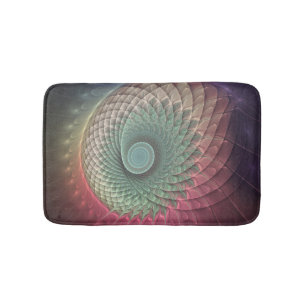 Tapis De Bain Art abstrait d'escargot coloré moderne fractal