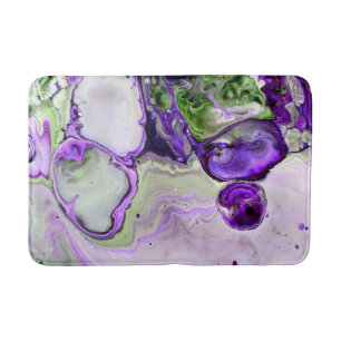 Tapis De Bain Art abstrait fluide de marbre violet vert violet
