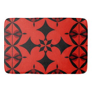 Tapis De Bain Art abstrait géométrique rouge et noir