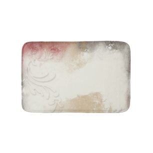 Tapis De Bain Art Abstrait Gold Red Grey