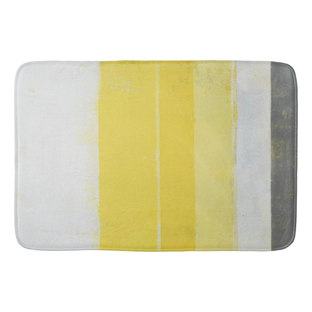 Tapis De Bain Art abstrait gris et jaune "citrique" (Devant)