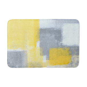 Tapis De Bain Art abstrait gris et jaune "régulier"