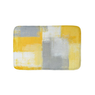 Tapis De Bain Art abstrait gris et jaune "sournois"