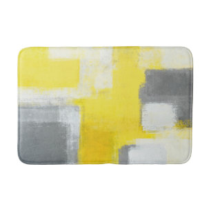Tapis De Bain Art abstrait gris et jaune "trébuché"