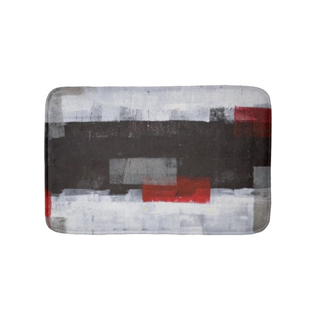 Tapis De Bain Art abstrait gris et rouge "de voyage de (Devant)