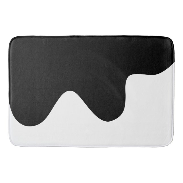 Tapis De Bain Art Abstrait minimal moderne noir et blanc (Devant)