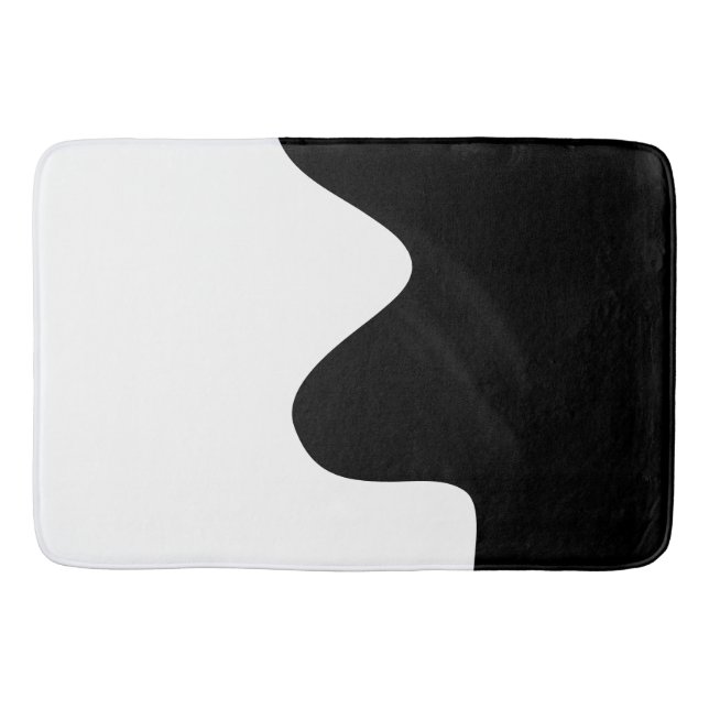 Tapis De Bain Art Abstrait minimal moderne noir et blanc (Devant)