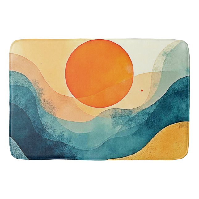Tapis De Bain Art Abstrait Sunset Waves (Devant)