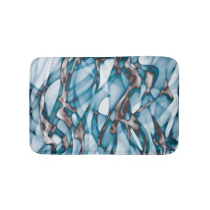 Tapis De Bain Art Abstrait Wavy Blue Gold