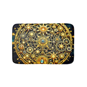 Tapis De Bain Art céleste à engrenages dorés