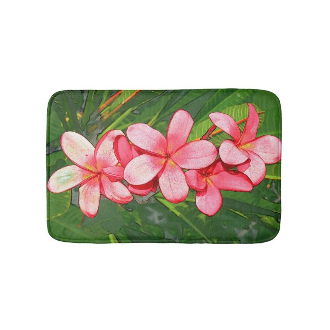 Tapis De Bain Art de Frangipanier Tropical Rose (Devant)