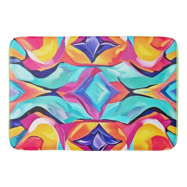 Tapis De Bain Art de fusion géométrique néon (Devant)