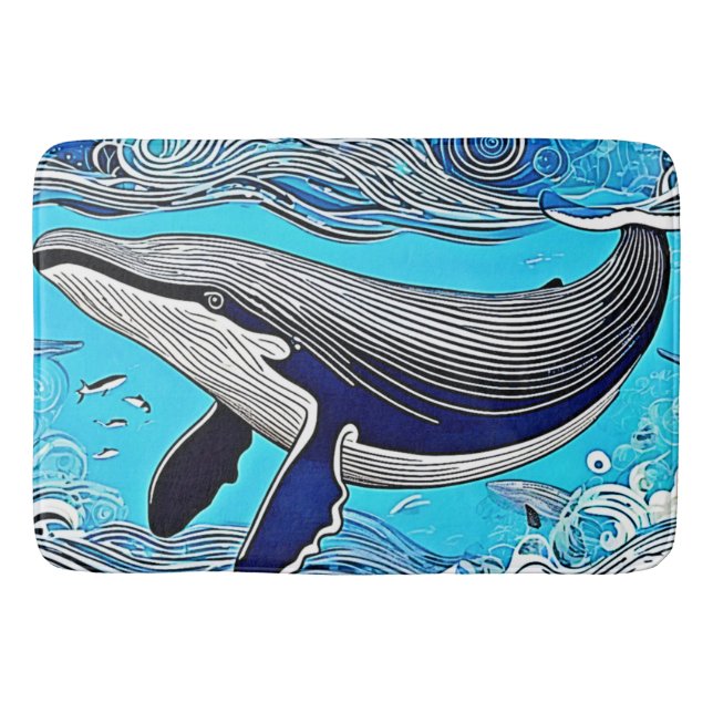 Tapis De Bain Art de la baleine d'océan (Devant)