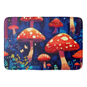 Tapis De Bain Art de la Forêt de Champignons magiques