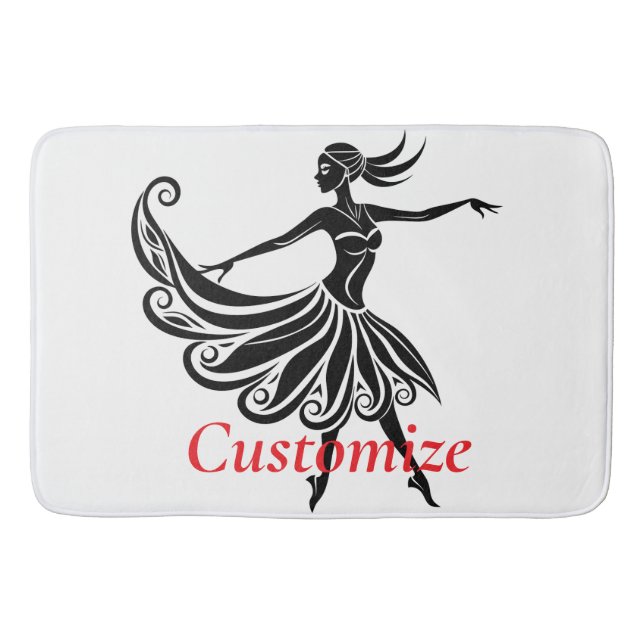 Tapis De Bain Art de la silhouette de danseuse africaine Thunder (Devant)