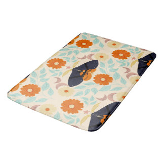 Tapis De Bain Art de motif de papillon de nuit Cottagecore | Con