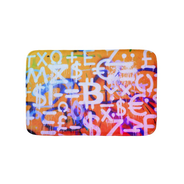Tapis De Bain Art de rue Bitcoin (Peinture orange n° 2) (Devant)