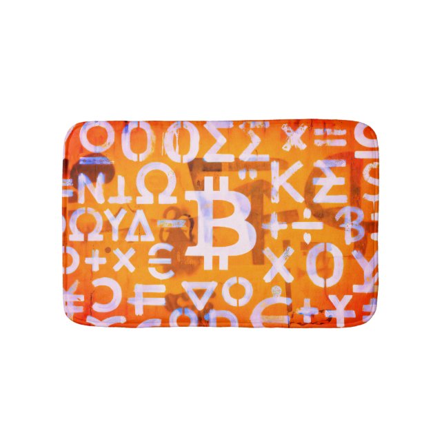 Tapis De Bain Art de rue Bitcoin (Peinture orange n° 6) (Devant)