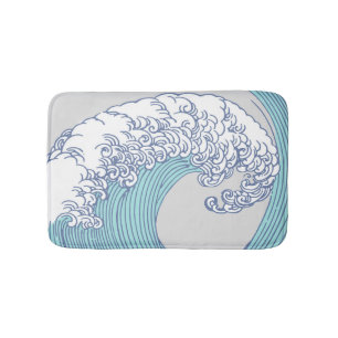 Tapis De Bain Art de vague de surf Ukiyo-e japonais vintage de l