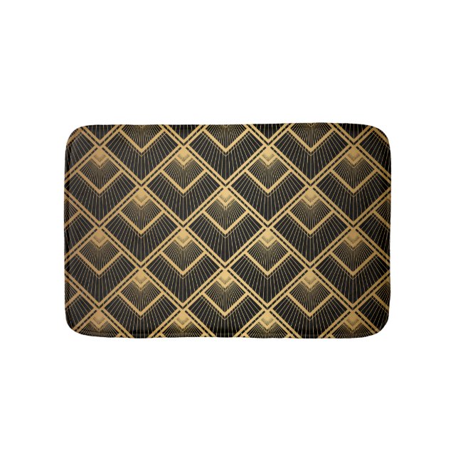 Tapis De Bain Art Déco Black Gold : Géométrique (Devant)