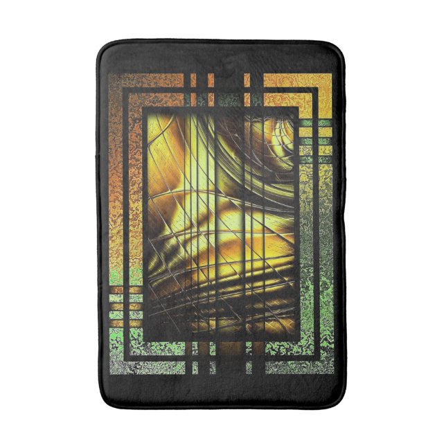 Tapis De Bain Art Déco En Mat Bain Vert Et Or (Devant (Vertical))