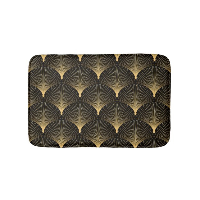 Tapis De Bain Art Déco : motif d'or noir. (Devant)
