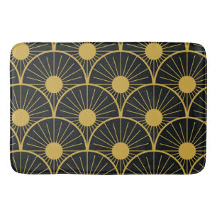 Tapis De Bain Art déco noir et or motif soleil Abstrait