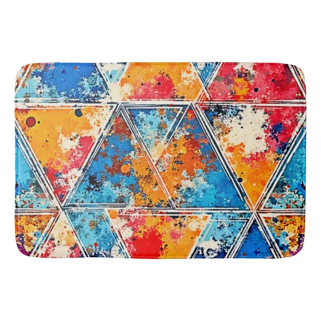 Tapis De Bain Art éclatant géométrique vibre (Devant)
