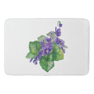 Tapis De Bain Art floral de fleur violette pourpre d'aquarelle