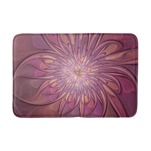 Tapis De Bain Art floral fractal moderne abstrait couleurs de ba