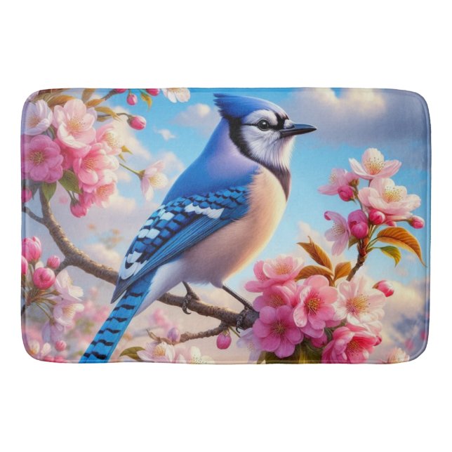 Tapis De Bain Art Floral/printemps Blue Jay (Devant)